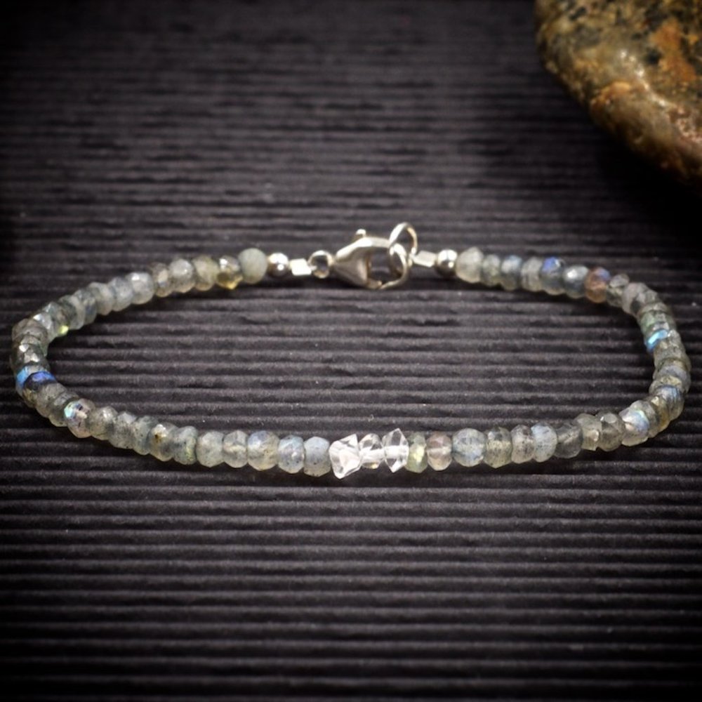 Labradorite and Herkimer Diamond Bracelet - Handmade to Order